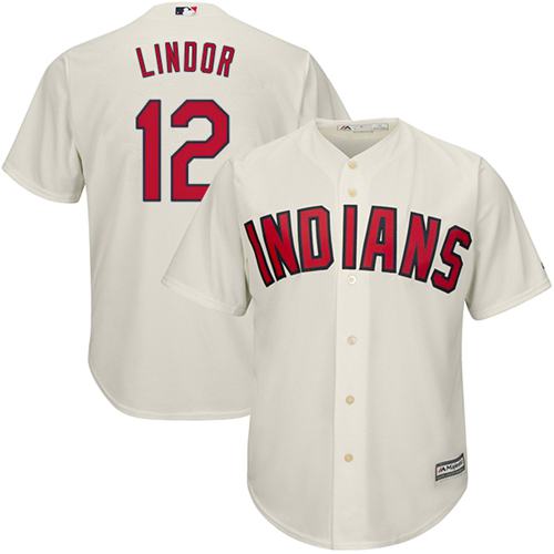 Indians #12 Francisco Lindor Cream Alternate Stitched Youth MLB Jersey